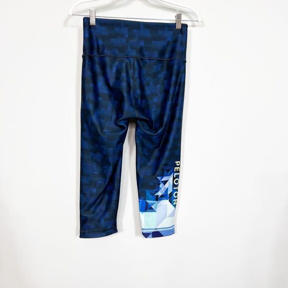 WITH Peloton Leggings Womens Large 7/8  Blue Printed Activewear Compression - Picture 8 of 8